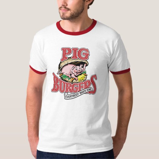PIG BURGERS - IEDEREEN WIL WAT!!! T-SHIRT (Voorkant)