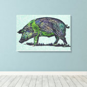 Pig Canvas Afdruk (Insitu (Houten vloer))