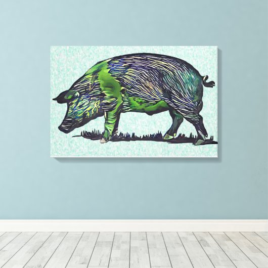 Pig Canvas Afdruk (Insitu (Houten vloer))