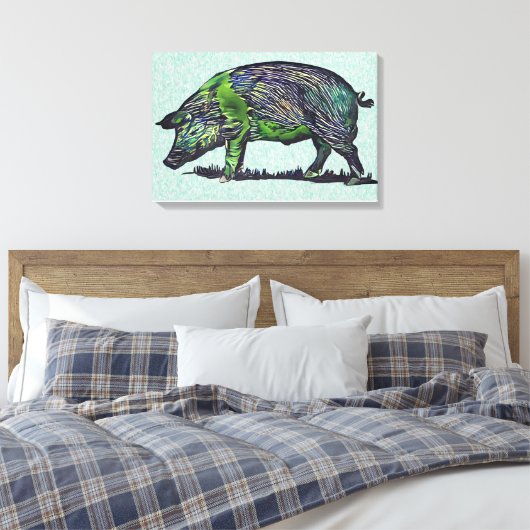 Pig Canvas Afdruk (Insitu (Slaapkamer))