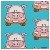 Pig Cartoon Car Pattern Stof (Close Up)