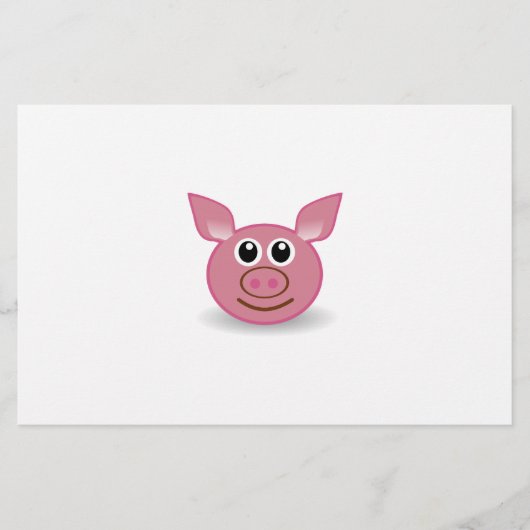 Pig Cartoon Face Briefpapier (Voorkant)