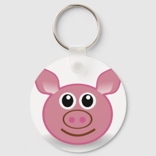 Pig Cartoon Face Sleutelhanger