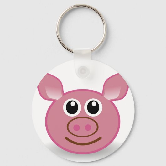 Pig Cartoon Face Sleutelhanger (Voorkant)