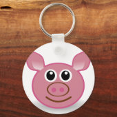 Pig Cartoon Face Sleutelhanger (Voorkant)