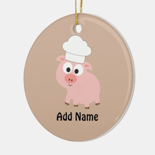 Pig Chef Keramisch Ornament (Links)