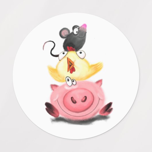 Pig Chick en Mouse Friends Labels - Funny (Design 3)
