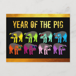 Pig Chinees Jaar Zodiac Birthday Pop Briefkaart