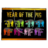 Pig Chinees nieuwjaar Zodiac Birthday L Gift Bag Groot Cadeauzakje (Achterkant)