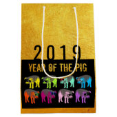 Pig Chinees nieuwjaar Zodiac Birthday M Gift Bag Medium Cadeauzakje (Achterkant)