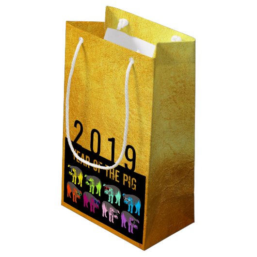 Pig Chinees nieuwjaar Zodiac Birthday S Gift Bag Klein Cadeauzakje (Achterkant Gekanteld)