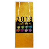 Pig Chinees nieuwjaar Zodiac Birthday W Gift Bag Wijn Cadeautas (Achterkant)