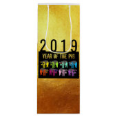 Pig Chinees nieuwjaar Zodiac Birthday W Gift Bag Wijn Cadeautas (Voorkant)