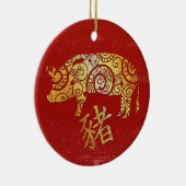 Pig Chinese Zodiac Horoscoop sterrenbeeld Keramisch Ornament (Rechts)