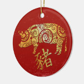 Pig Chinese Zodiac Horoscoop sterrenbeeld Keramisch Ornament (Links)