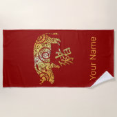 Pig Chinese Zodiac Horoscoop sterrenbeeld Strandlaken (Voorkant)