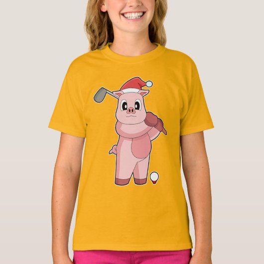 Pig Christmas Golf T-shirt (Voorkant)