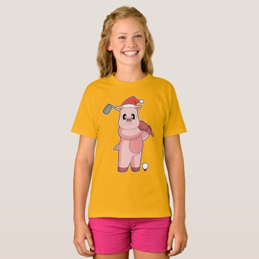 Pig Christmas Golf T-shirt (Voorkant volledig)