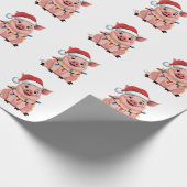 Pig Christmas Santa Hat Xmas Holiday Xmas Pigmass Cadeaupapier (Hoek)