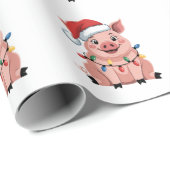 Pig Christmas Santa Hat Xmas Holiday Xmas Pigmass Cadeaupapier (Rol Hoek)