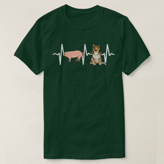 Pig Collie Heartbeat Dog Lover  T-shirt (Design voorkant)