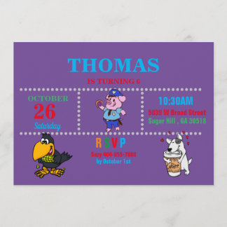 Pig, Crow, Dog Funny Invitation Kaart