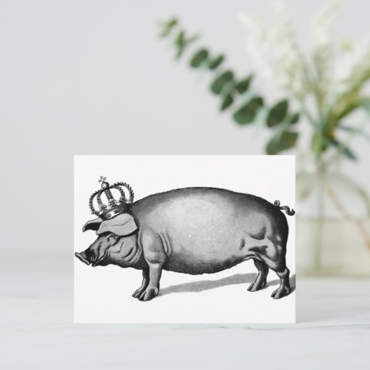 Pig Crown Royal Queen Big Piggy Briefkaart (Staand voorkant)