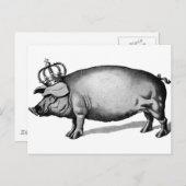 Pig Crown Royal Queen Big Piggy Briefkaart (Voorkant / Achterkant)