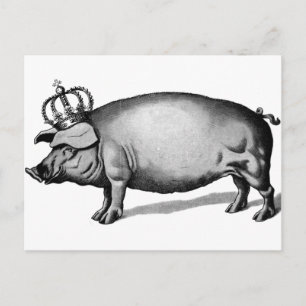 Pig Crown Royal Queen Big Piggy Briefkaart