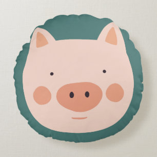 Pig Cute Green nursery Baby Room Rond Kussen