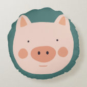 Pig Cute Green nursery Baby Room Rond Kussen (Achterkant)