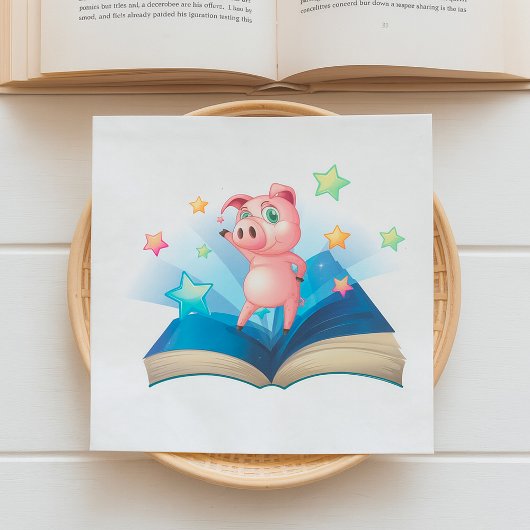 Pig Dancing On A Book Napkins Servet
