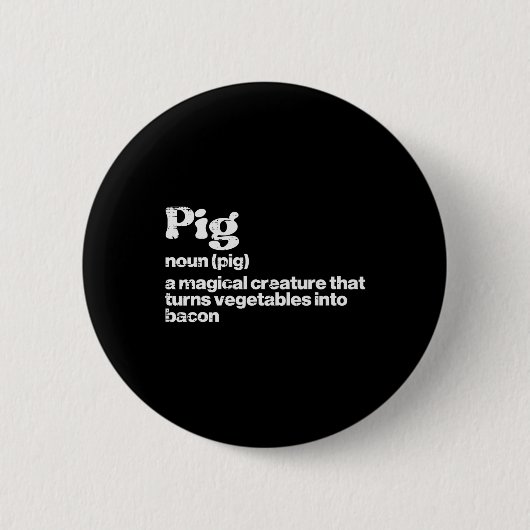 Pig Definition Bycon Funny BBQ Byrbecue Grill Mann Ronde Button 5,7 Cm (Voorkant)