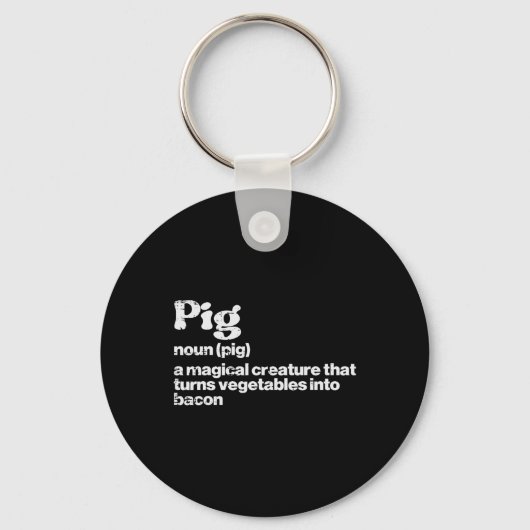 Pig Definition Bycon Funny BBQ Byrbecue Grill Mann Sleutelhanger (Voorkant)