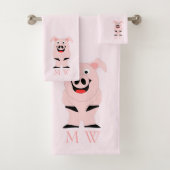 Pig Design Monogrammed Bad Handdoek (Insitu)