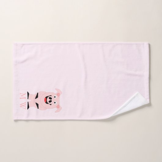 Pig Design Monogrammed Bad Handdoek (Handdoek)