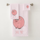 Pig Design Monogrammed Bad Handdoek (Insitu)