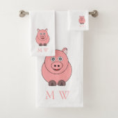 Pig Design Monogrammed Bad Handdoek (Insitu)
