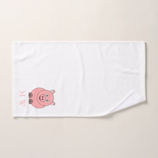 Pig Design Monogrammed Bad Handdoek (Handdoek)