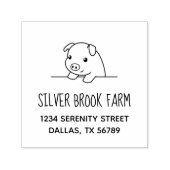 Pig die het Bedrijfs van het Boerderij Adres opzoe Zelfinktende Stempel (Design)