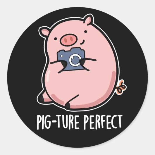 Pig. donker BG. Ronde Sticker (Voorkant)