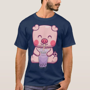 Pig Drink Bubble Boba Tea Japans T-shirt