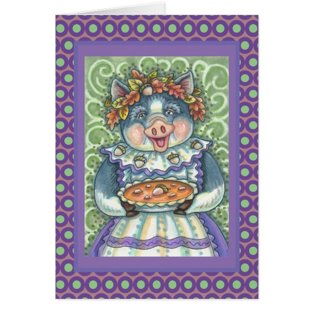 PIG en ACORN PIE THANKSGIVING WENSKAART blanco (Voorkant)