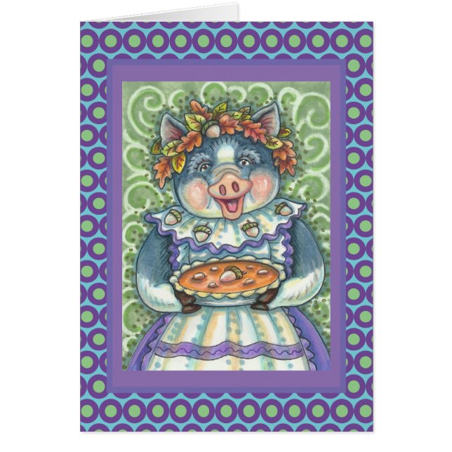 PIG en ACORN PIE THANKSGIVING WENSKAART blanco (Voorkant)