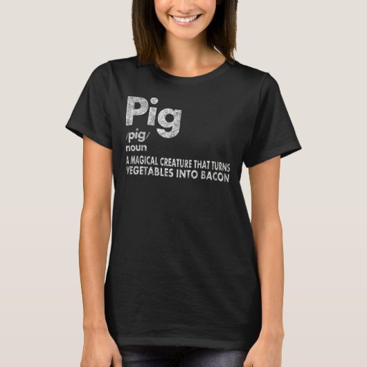 Pig en Bacon Definition Funny Bacon Lovers Pig. T-shirt (Voorkant)