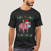 Pig Face Mask Piglet Santa lelijk voor Kerstmis T-shirt (Voorkant)