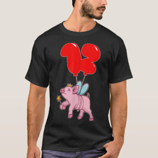 Pig Fairy12th BirthdayKids Balloon Party T-shirt