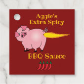 Pig Farting Fire Spicy BBQ Sauce Bedankjes Labels (Voorkant)