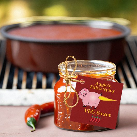 Pig Farting Fire Spicy BBQ Sauce Bedankjes Labels