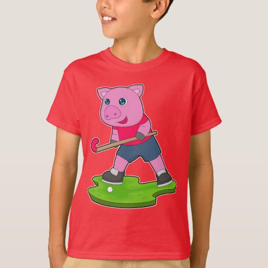 Pig Field hockey stick T-shirt (Voorkant)